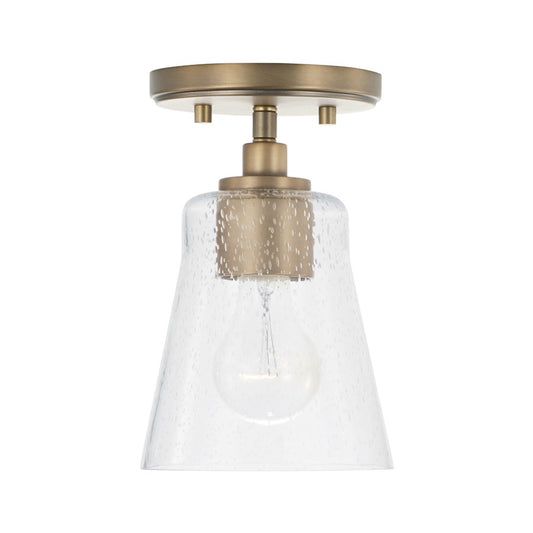 Capital Lighting Baker 1 Light 5.5" Pendant, Brass/Clear Seeded - 346911AD-533