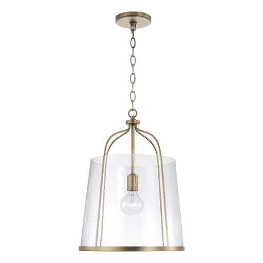 Capital Lighting Madison 1 Light Pendant, Aged Brass/Clear Seeded - 347011AD