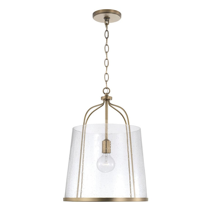 Capital Lighting Madison 1 Light Pendant, Aged Brass/Clear Seeded - 347011AD
