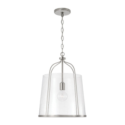 Capital Lighting Madison 1 Light Pendant, Brushed Nickel/Clear Seeded - 347011BN