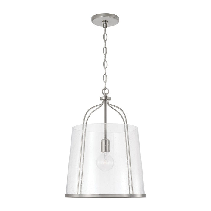 Capital Lighting Madison 1 Light Pendant, Brushed Nickel/Clear Seeded - 347011BN