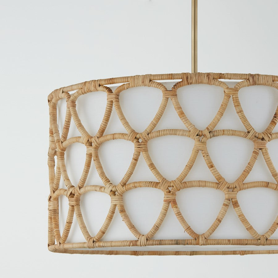 4 Light Pendant, Brass/White