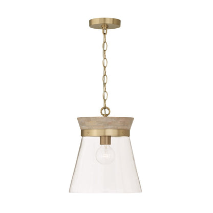 Capital Lighting Finn 1 Light Pendant, White/Clear - 347311WS