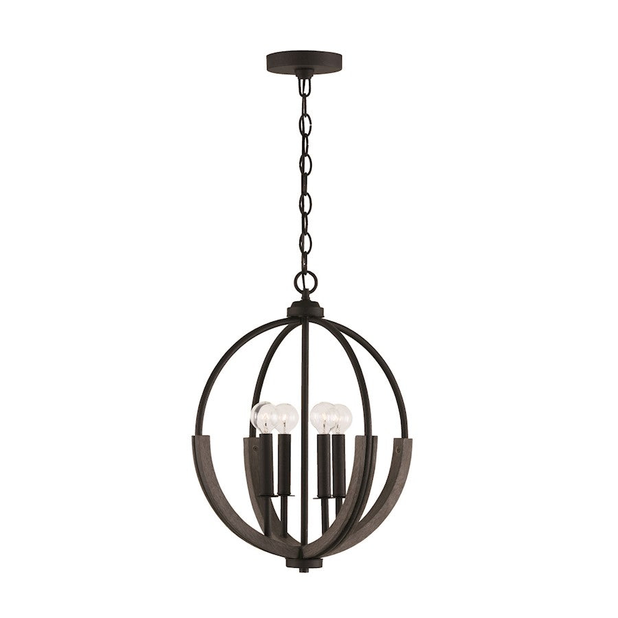 Capital Lighting Clive 4 Light Pendant, Grey/Black - 347642CK