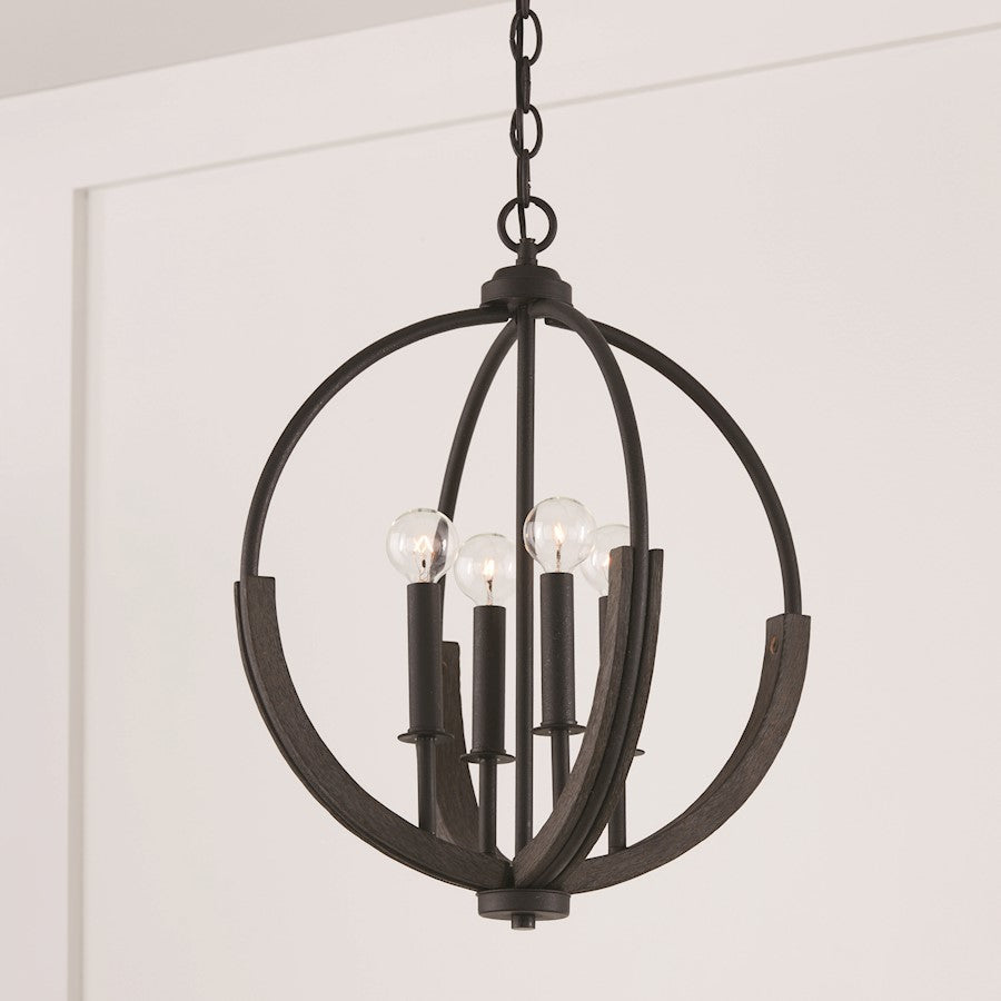 4 Light Pendant, Grey/Black