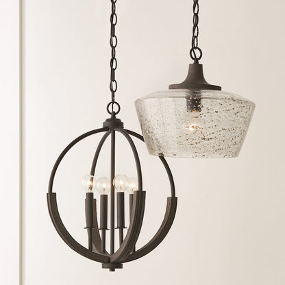 4 Light Pendant, Grey/Black