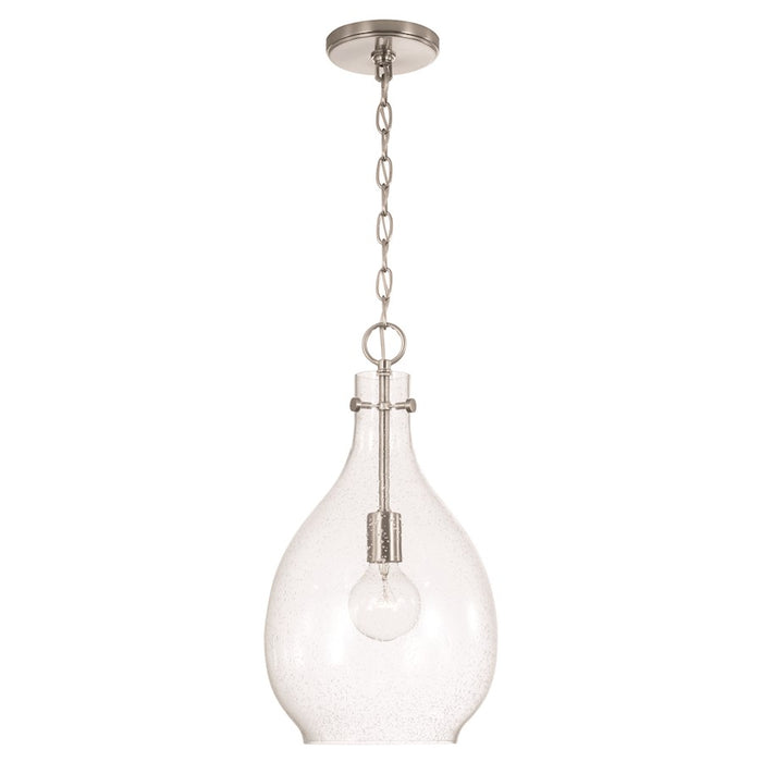 HomePlace Lighting Brentwood 1 Light Pendant, Nickel/Clear Seeded - 349011BN