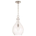 HomePlace Lighting Brentwood 1 Light Pendant, Nickel/Clear Seeded - 349011BN