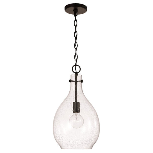 HomePlace Lighting Brentwood 1 Light Pendant, Black/Clear Seeded - 349011MB