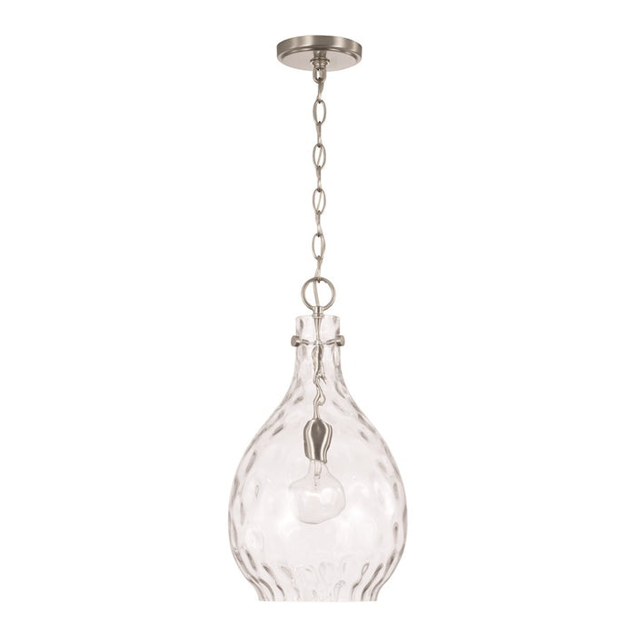 HomePlace Lighting Brentwood 1 Light Pendant, Nickel/Clear Water - 349012BN