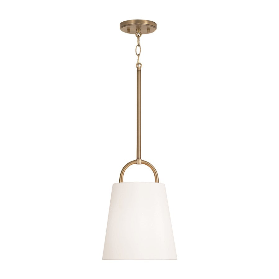 Capital Lighting Brody Small 1 Light Pendant, Brass/White - 349411AD