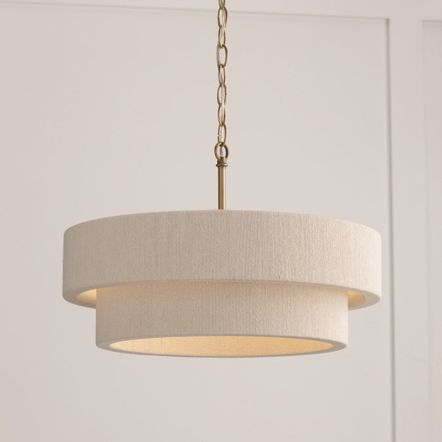 4 Light Dual Mount Pendant, Brass