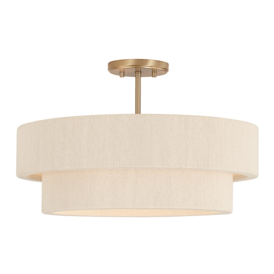 4 Light Dual Mount Pendant, Brass