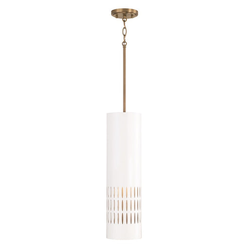 Capital Lighting Dash Mini 1 Light Pendant, Aged Brass/White - 350211AW