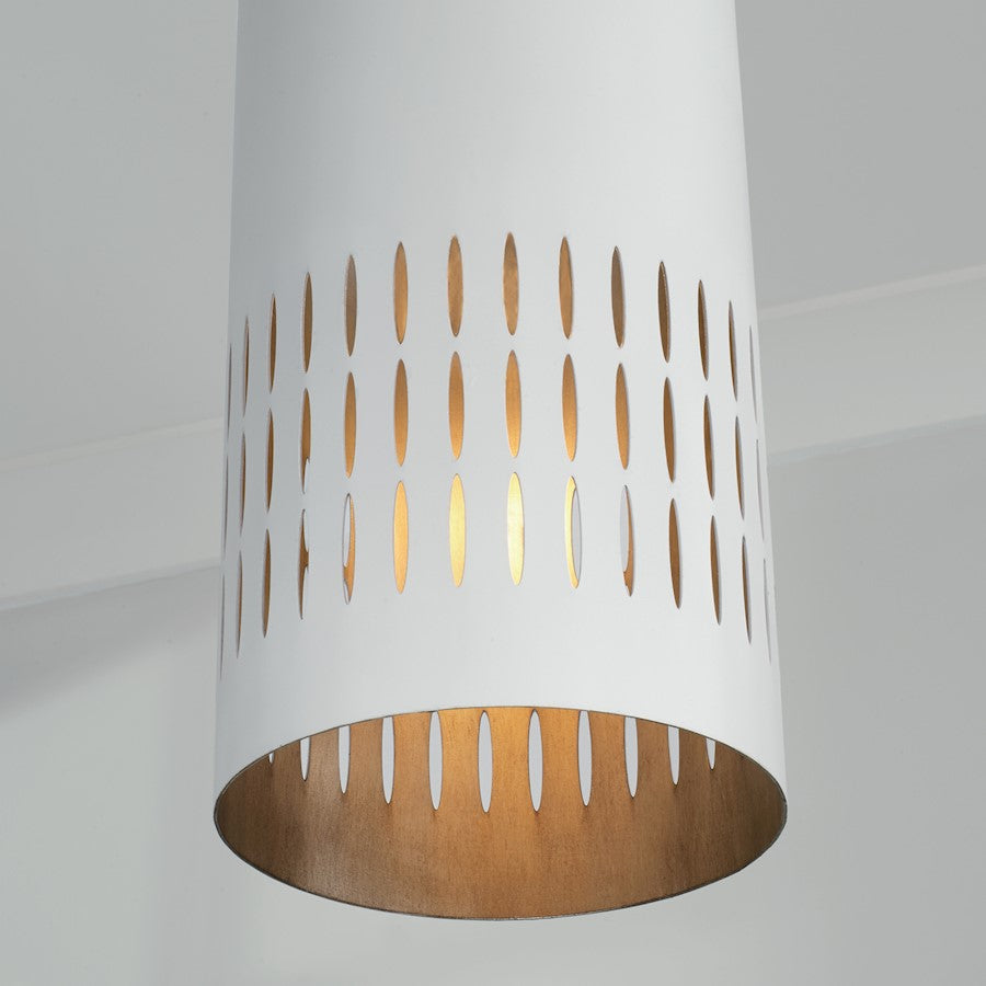 1 Light Pendant, Aged Brass/White