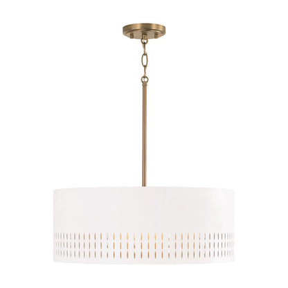 Capital Lighting Dash 3 Light Pendant, Aged Brass/White - 350233AW