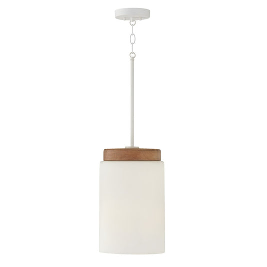 Capital Lighting Liam 1 Light Pendant, Light Wood/White/Soft White - 350911LT