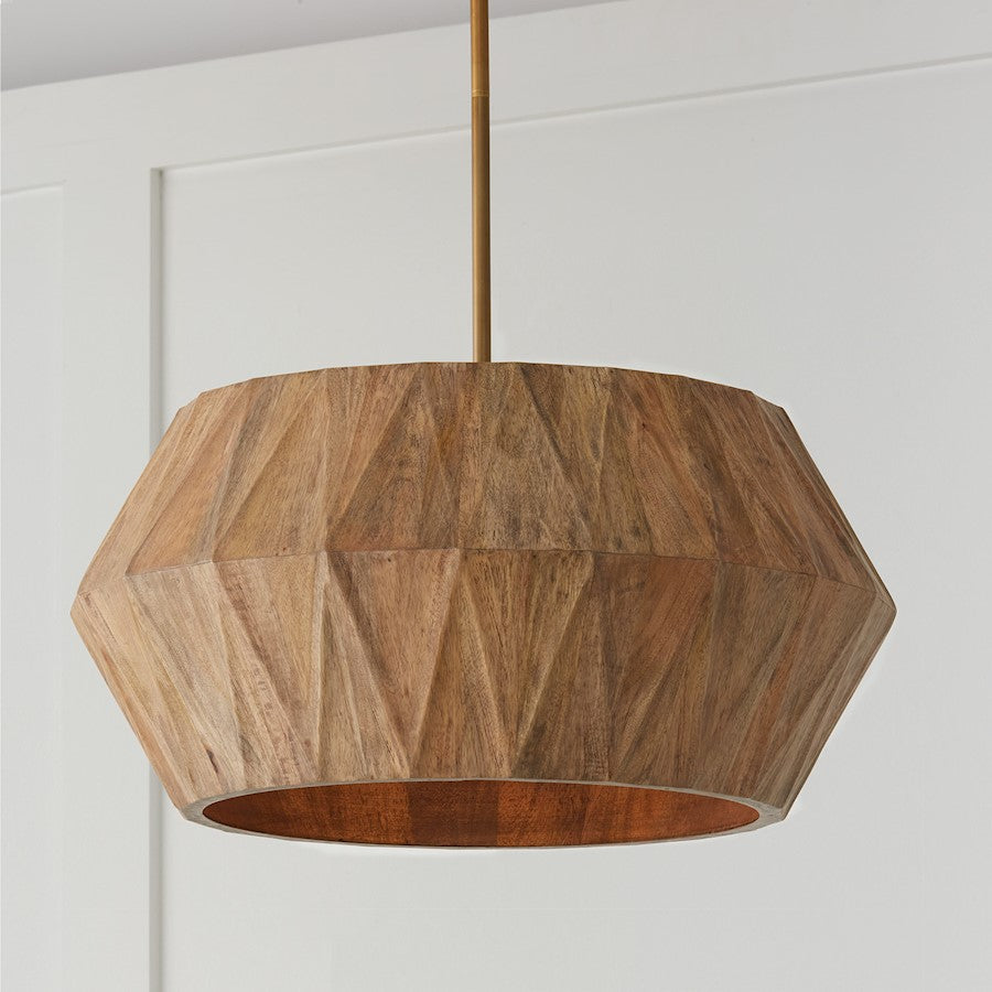 4 Light Pendant, Light Wood