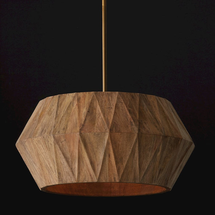 Capital Lighting Nadeau 4 Light Pendant, Light Wood/Patinaed Brass
