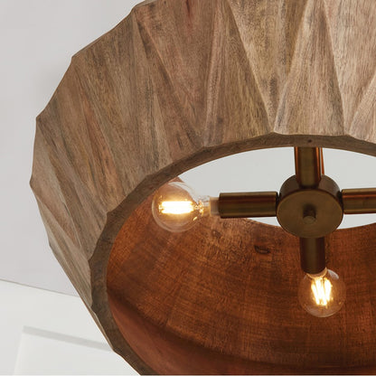 4 Light Pendant, Light Wood