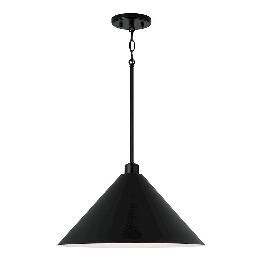 Capital Lighting Alden 1 Light Pendant, Black/White Interior - 351311MB