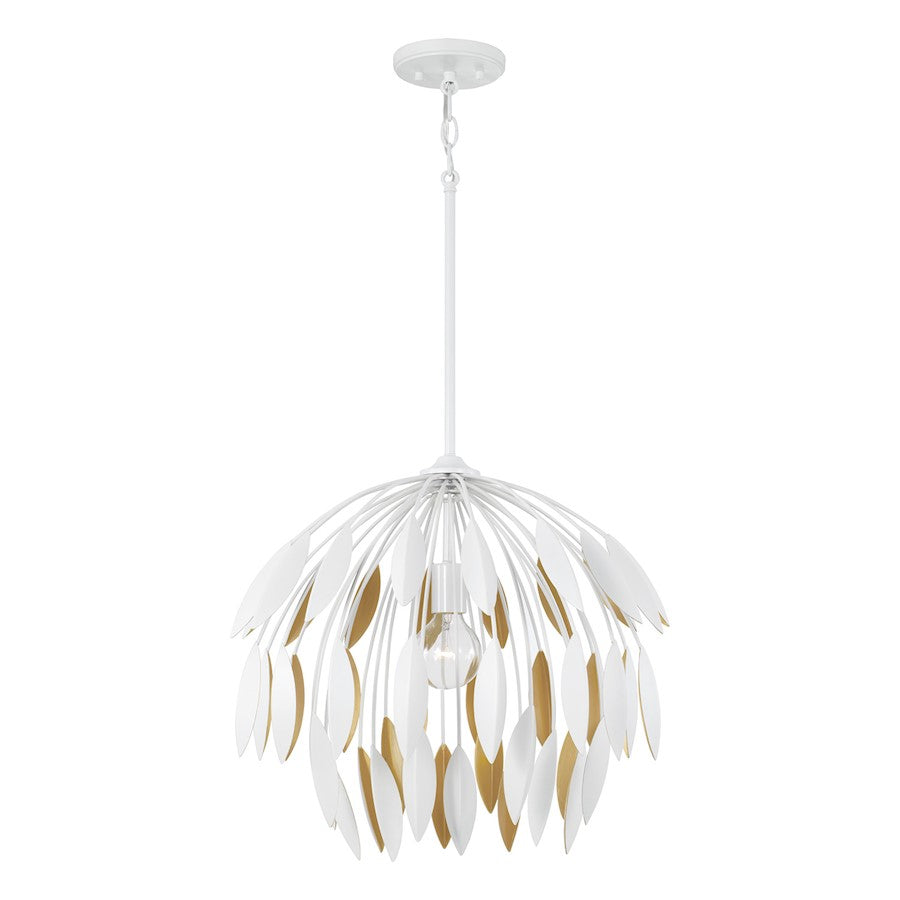 Capital Lighting Margeaux 1 Light 18" Pendant, White - 351812WE