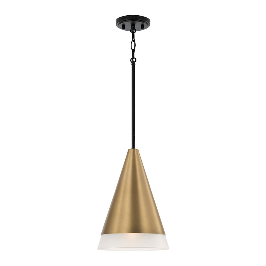 Capital Lighting Avant 1 Light Pendant, Brass/Black/Frosted - 351911AB