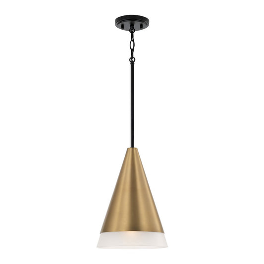 Capital Lighting Avant 1 Light Pendant, Brass/Black/Frosted - 351911AB