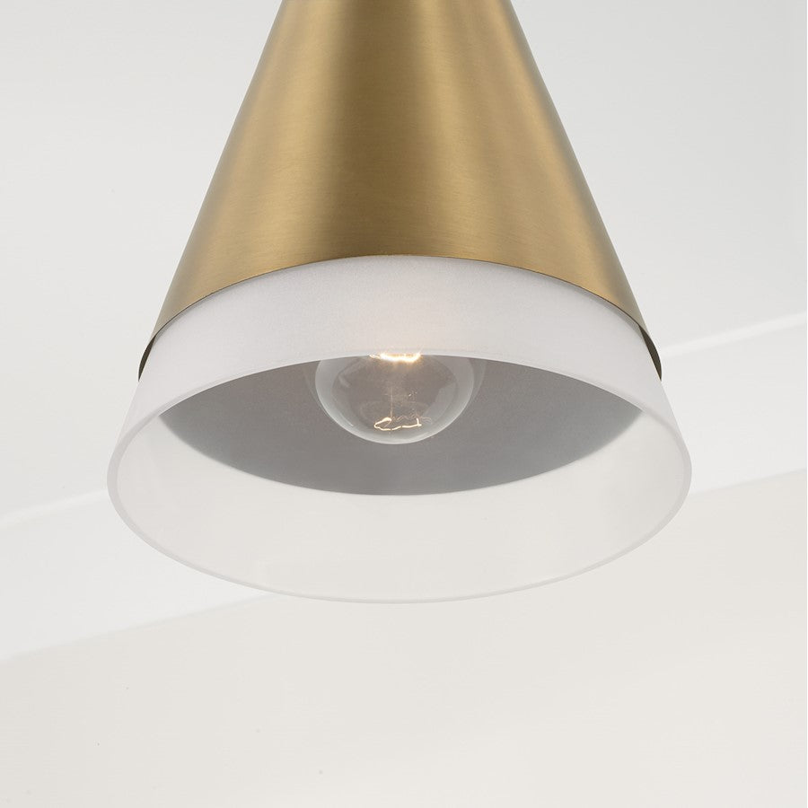 1 Light Pendant, Brass/Black/Frosted