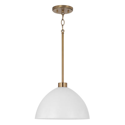 HomePlace Lighting Ross 1 Light Pendant, Brass/White/White - 352011AW