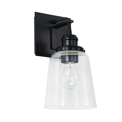 Capital Lighting Fallon 1 Light Sconce in Matte Black/Clear - 3711MB-135