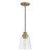 Capital Lighting Fallon 1 Light Pendant in Aged Brass/Clear - 3718AD-135