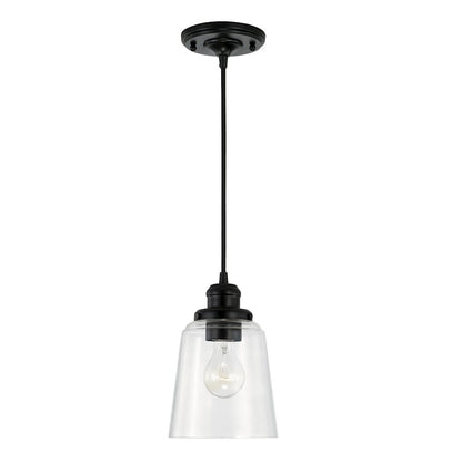 Capital Lighting Fallon 1 Light Pendant in Matte Black/Clear - 3718MB-135