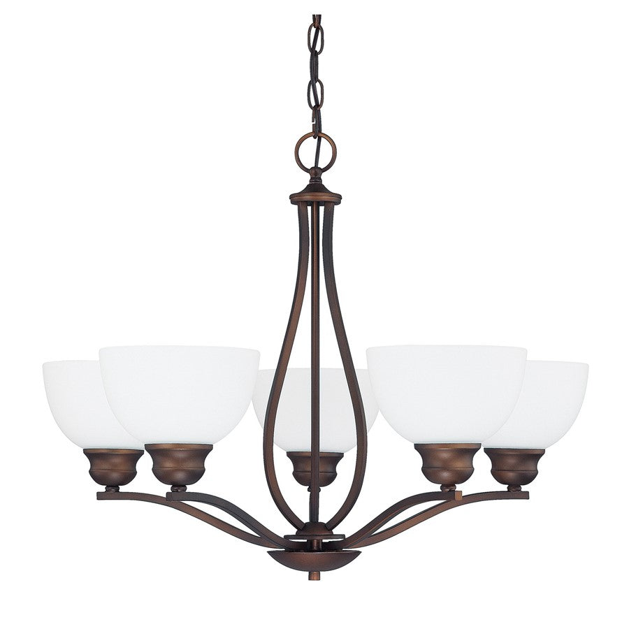 5 Light Chandelier, Burnished Bronze