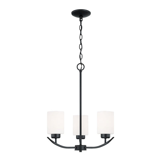 Capital Lighting Dixon 3 Light Chandelier, Matte Black/Soft White - 415231MB-338