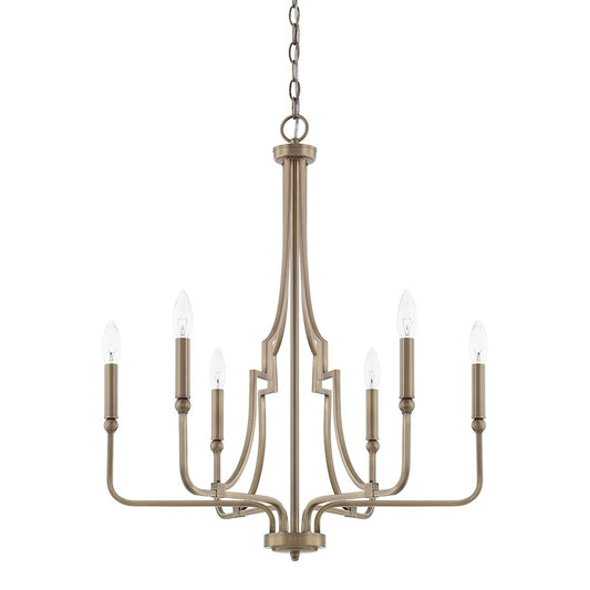 Capital Lighting Dawson 6 Light Chandelier, Aged Brass - 419361AD