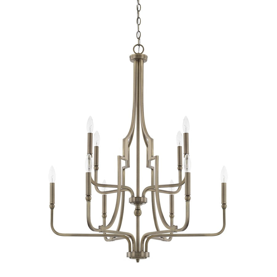 Capital Lighting Dawson 10 Light Chandelier, Aged Brass - 419391AD