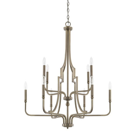 Capital Lighting Dawson 10 Light Chandelier, Aged Brass - 419391AD