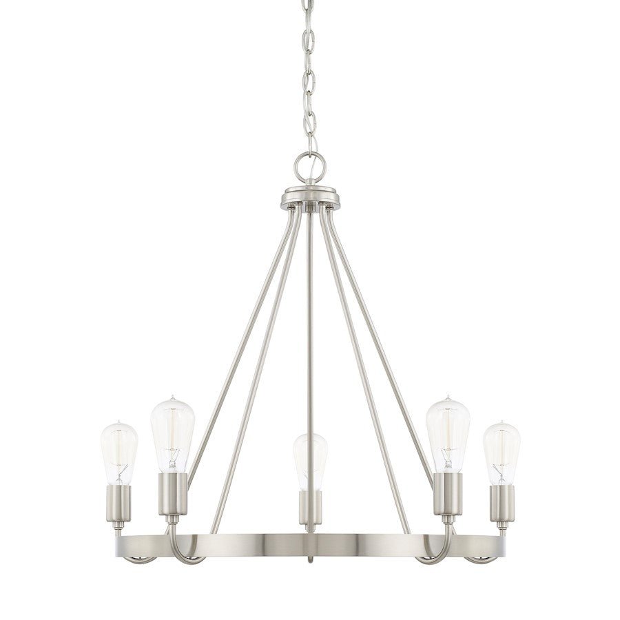 HomePlace by Capital Lighting Tanner 5 Light Chandelier, Nickel - 420061BN