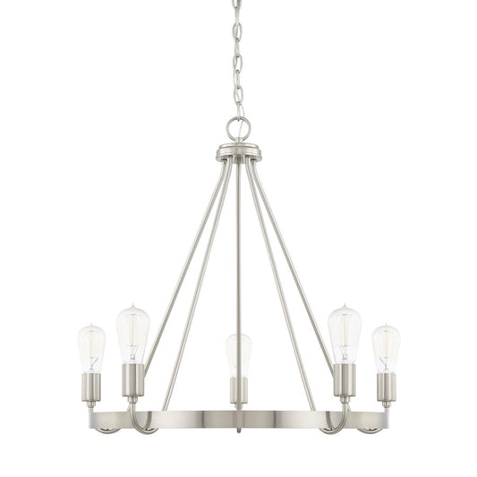 HomePlace by Capital Lighting Tanner 5 Light Chandelier, Nickel - 420061BN