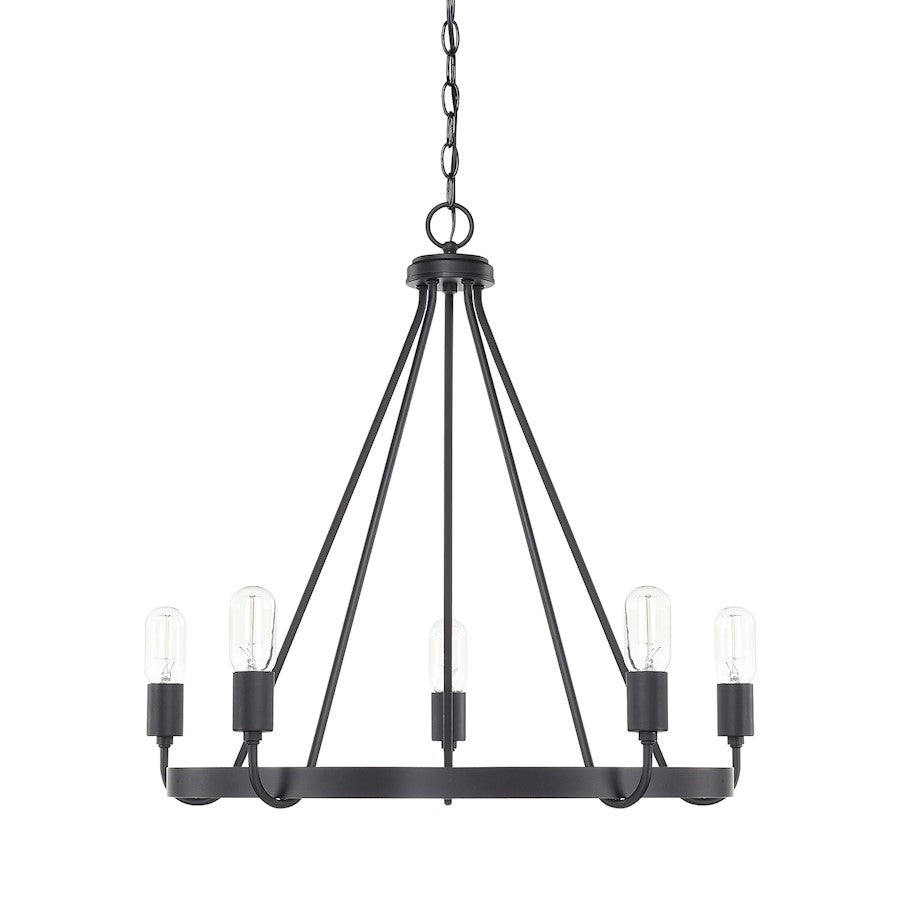 HomePlace by Capital Lighting Tanner 5 Light Chandelier, Matte Black - 420061MB