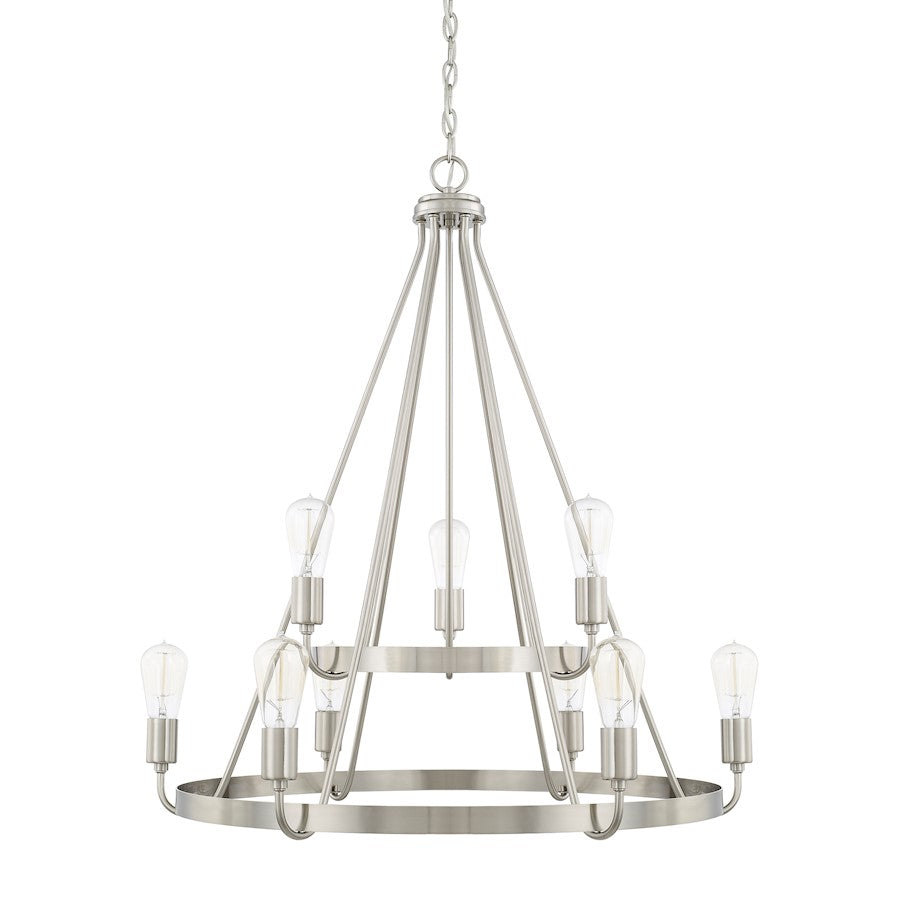 HomePlace by Capital Lighting Tanner 9 Light Chandelier, Nickel - 420091BN