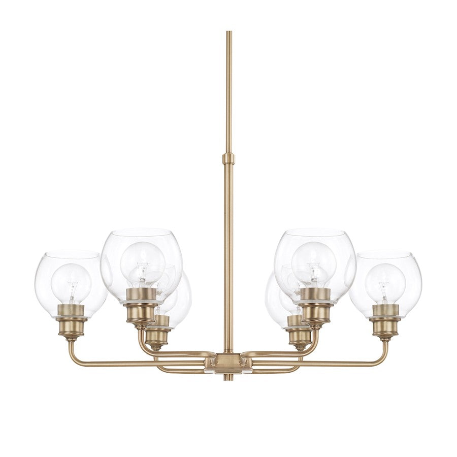 Capital Lighting Mid-Century 6 Light Chandelier, Aged Brass - 421161AD-426