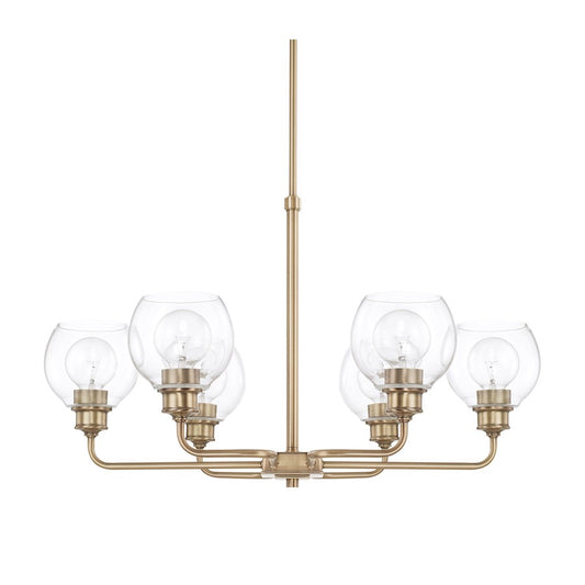 Capital Lighting Mid-Century 6 Light Chandelier, Aged Brass - 421161AD-426