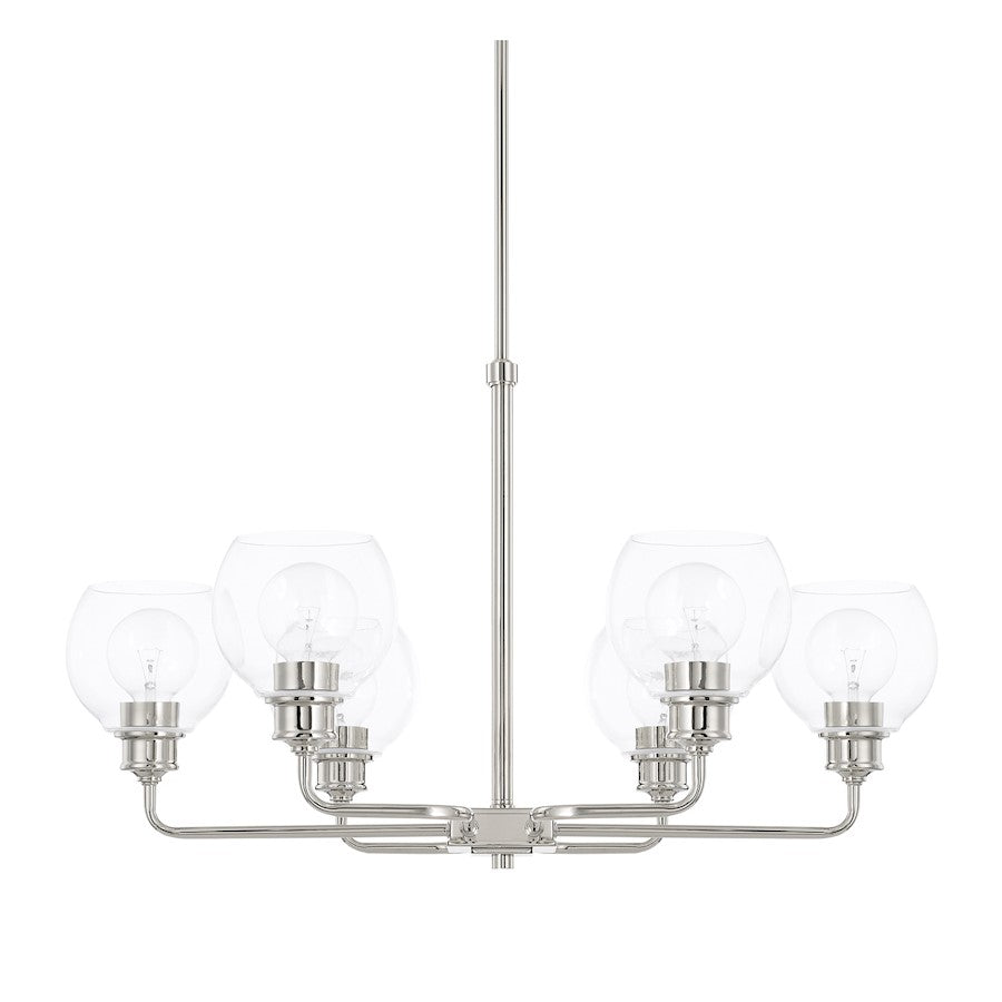 Capital Lighting Mid-Century 6 Light Chandelier, Polished Nickel - 421161PN-426