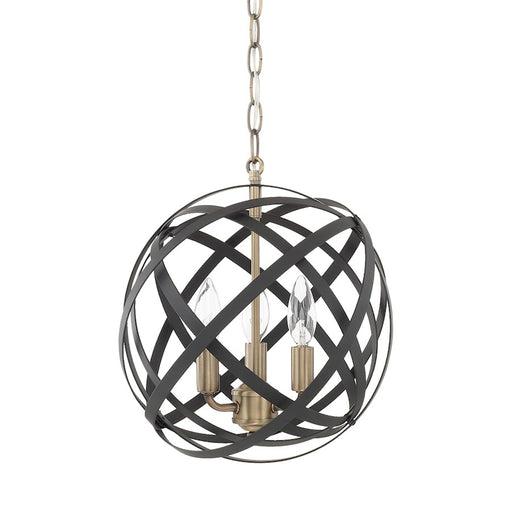 Capital Lighting Axis 3 Light Pendant, Aged Brass and Black - 4233AB