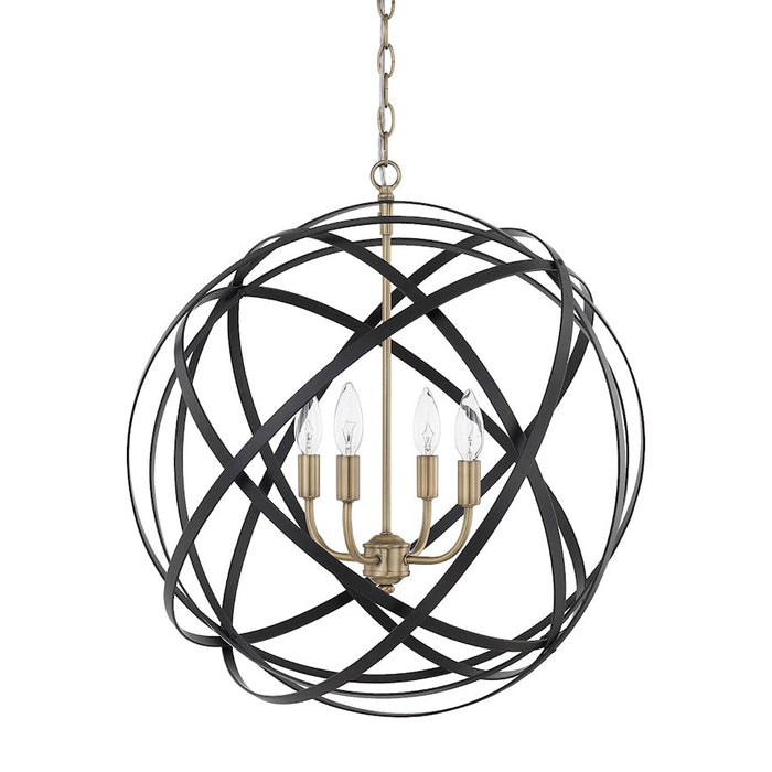 Capital Lighting Axis 4 Light Pendant, Aged Brass and Black - 4234AB