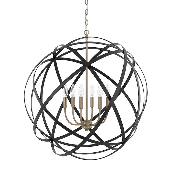Capital Lighting Axis 6 Light Pendant, Aged Brass and Black - 4236AB