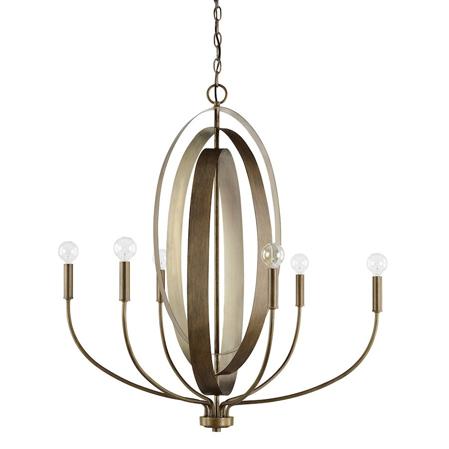 Capital Lighting Dahlia 6 Light Chandelier, Silver and Bronze - 424961SZ