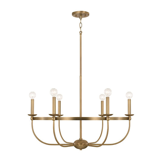 Capital Lighting Rylann 6 Light Chandelier, Brass - 425161AD